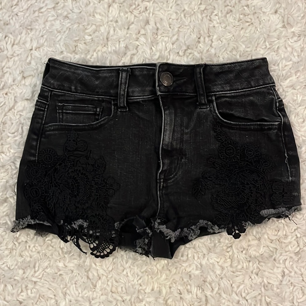 American Eagle Outfitters Super Super Stretch Black Jean Shorts